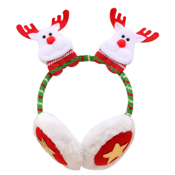 Cute Cartoon Christmas Earmuffs Xmas Winter Warm Headband Headwear (Elk) A#S