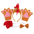 Rooster Cock Bow Tail Gloves Set Kids Animal Headband Headpiece Fancy Dress