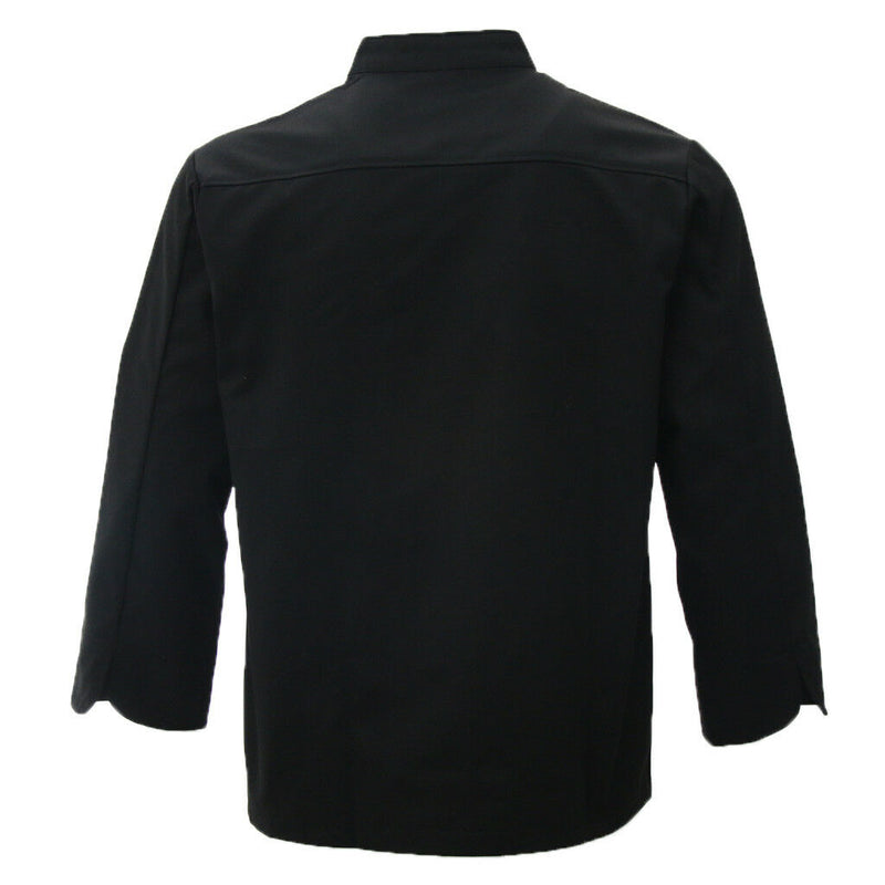 Black Chef Waiter Double-breasted Coat Uniform Long Sleeve Jacket Clothes XL