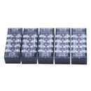 5 Pcs Dual Row 4 Position Covered Screw Terminal Block Strip 600V 15A E5M4