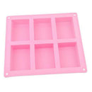 6 Cavity Plain Rectangle Soap Mold Silicone Craft DIY Making Homemade Cake Tool