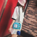 Fashion Women Mini Shoulder Bag Canvas Cartoon Robot Crossbody Bags Purse