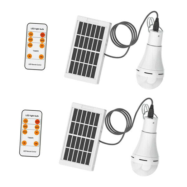 2 Pieces Solar Power Light Bulb Camping Tent Lamp LED Hiking Fishing Outage