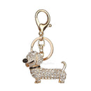 Cute Dog Alloy Rhinestone Keychain Purse Bag Key Chain Ring Gift Keyring White