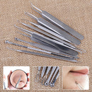 9x Stainless Steel Blackhead Comedone Pimple Blemish Extractor Remover Tool Set