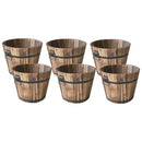 6x Wooden Barrel Planter Rustic Flower Plant Pots Garden Decor Planter
