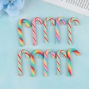 10PCS Rainbow Stripe Fimo Clay Christmas Cane Candy Party Embellishments Decorâ„–[