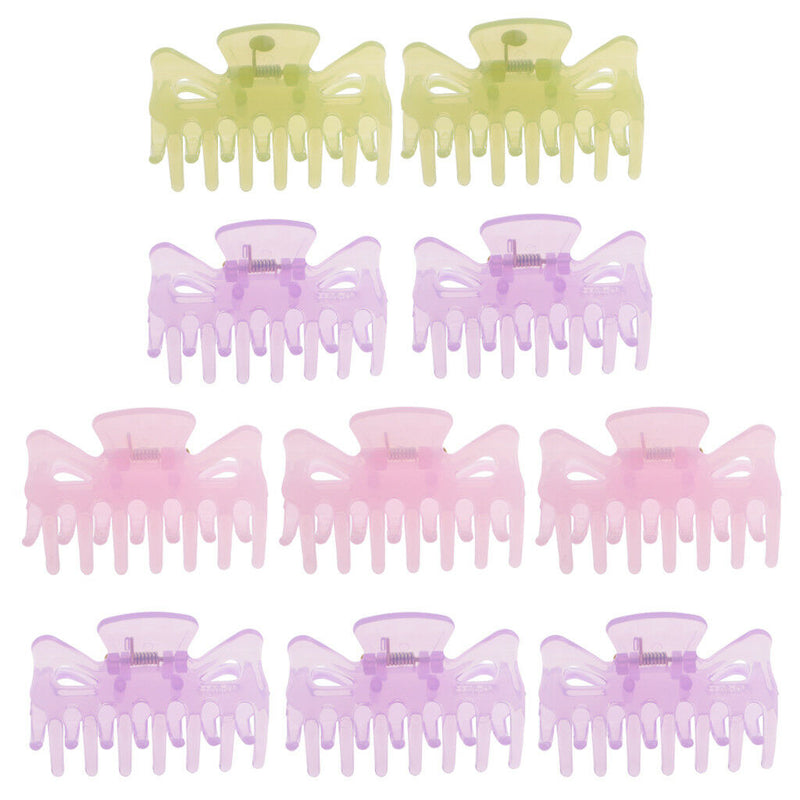 Set Of 10 Plastic Small Hair Claw Clip Butterfly Design Bull Dog Hair Clip