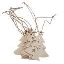 6pcs Mini Wooden Christmas Tree Pendants with Jute Rope Xmas Hanging Decor