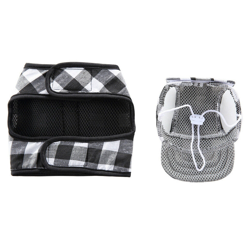 Pet Dog Vest Harness with Hat Pet Costume Party Clothes Black White-XS