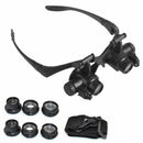 Double Eye Jewelry Watch Repair Magnifier Loupe Glasses With LED Light  WSD