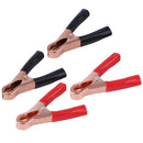 2 Red+ 2 Black 50A Copper Coated Car Battery Test Clips Alligator Clamps