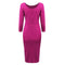 Women Solid Color Package Hip Pleated Bodycon Party Dress (Rose Red XL) A