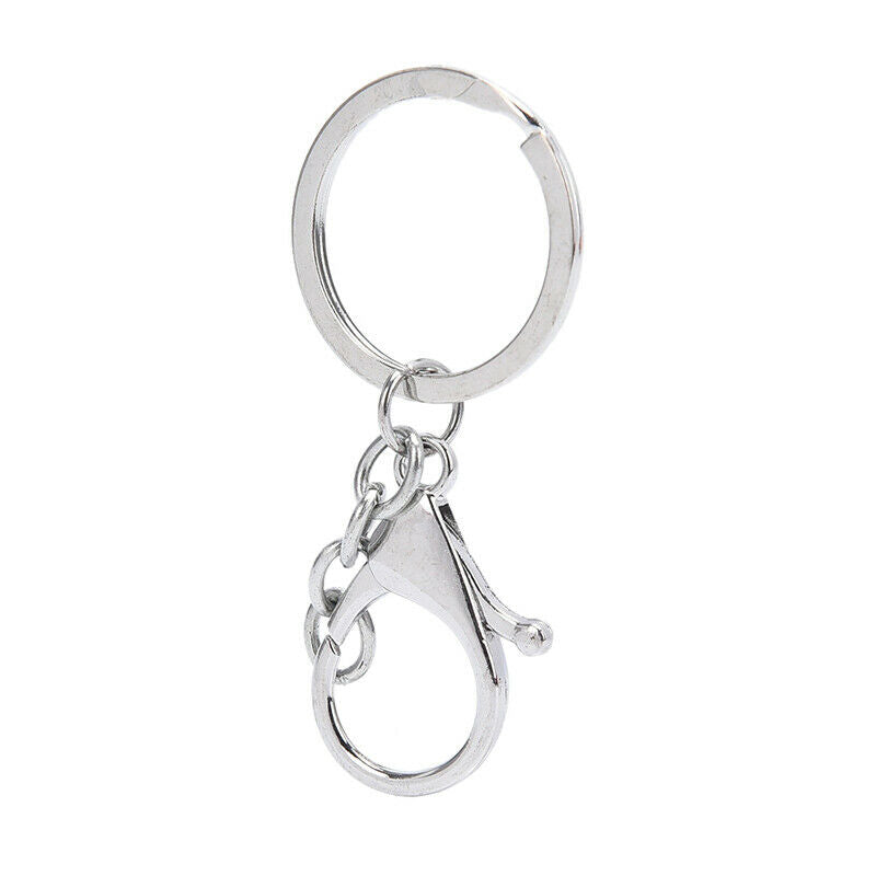 10X Big Lobster Clasp Hooks Keychain Split Ring Short Chain Key Ring DIY F Bj