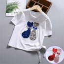 Sequins Lover Cat Patches on T-shirt Garment Sequined Applique Crafts ï¼D