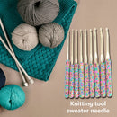 9pcs Aluminum Crochet Set Ceramic Handle Knitting Needles Kit Weaving Tools