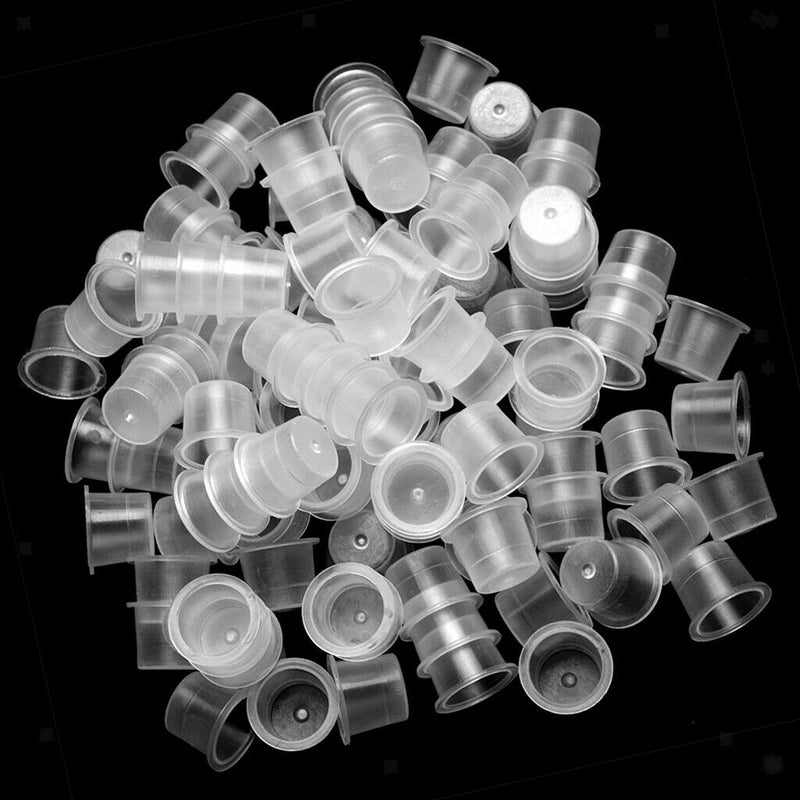 100pcs Disposable Plastic Tattoo Cup Pot Pigment Ink Holder Tattoo Tools S