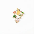 4 Piece Alloy Enamel Flower Leaves Branch Bird Connector Necklace Pendant Beads