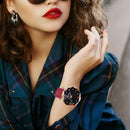 Women Casual Quartz Watches Leather Watchband Business Wristwatch (Red) A