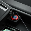 L4 Car Dual USB Charger QC3.0 USB Power Outlet w/ Voltmeter + Switch (Red)