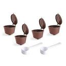 4Pcs Reutilisables Espresso Coffee Capsule Filters With 2 Spoons for Dolce  P9E6