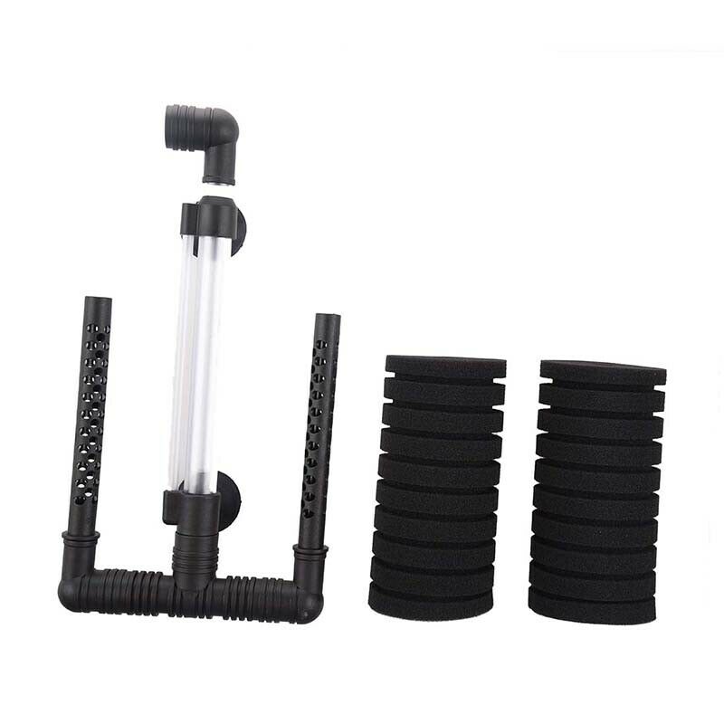 Aquarium Biochemical Sponge Double Water Filter Pump Black S7H4