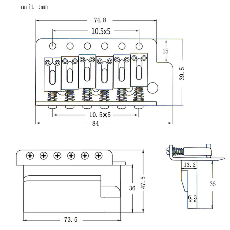 1 Set 6 String Electric Guitar Tremolo Bridge System for  ST Squier SQ