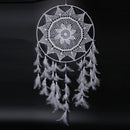 White Hook Flower Dream Catcher Feather Bead Hanging Decor Ornament