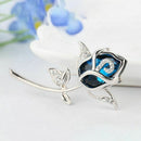 Blue Crystal Brooch Womens Classy Rose Flower Brooch Pin