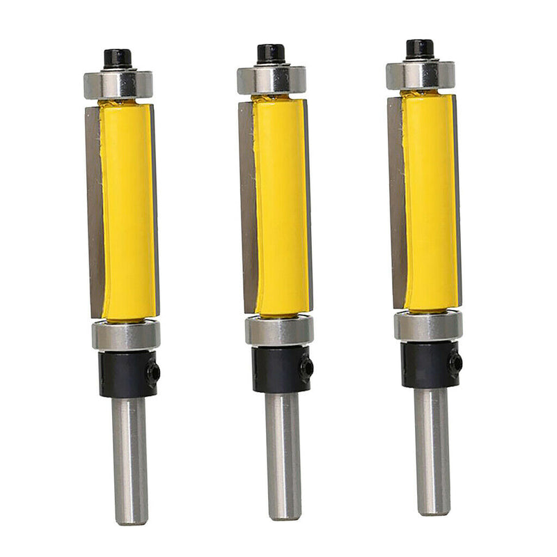3pcs Tungsten Carbide Cutters, Top and Bottom Bearing Flush Trim Bits