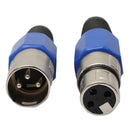 1 Pair XLR 3-Pin Blue Microphone Male/Female Connector Metal Housing Fad  OZ