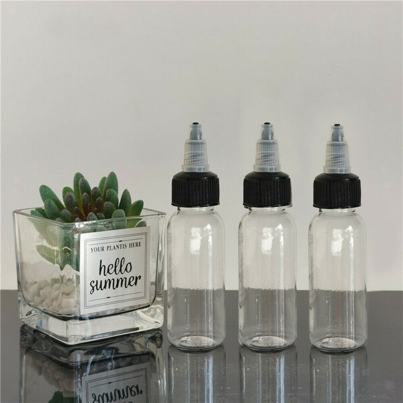 10x 100ml Plastic Bottle With Twist Top Cap - Solvents/Oils/Paint/Ink/Liquid