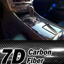 7D HIGH GLOSS Black Carbon Fiber Vinyl Wrap Free Air New Bubble Rel P3E0
