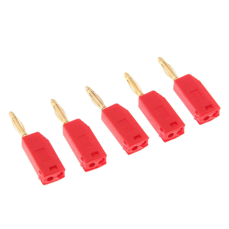 2mm Banana Unshrouded Stackable Plug Red Connector Insulated Black/Red 10PCS