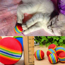 2 Pcs Pet Cat Supplies Kitten Soft Foam Rainbow Play Balls Activity Toys FIZ