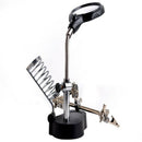 3.5X 12X 3rd Helping Hand Clip LED Magnifying Soldering Iron Stand Len Magnifier