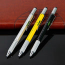 1PC Multi Functional Tool Tech Ballpoint Pen 6 in 1 Spirit Screwdrive Level K5O5