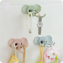 Cute Elephant Strong Sticky Hooks Key Hanger Storage Rack Decorative Bathro L3U6