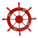 Mediterranean Nautical Wooden Boat Ship Wheel Helm Home Wall Party Decor Red