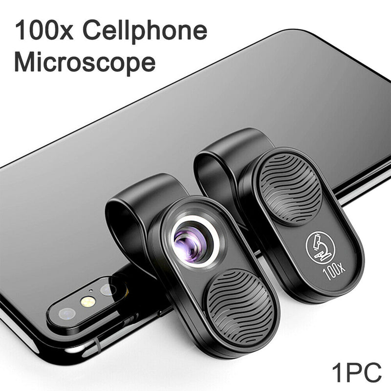 100x magnification portable mini microscope with LED light for smartphone camera