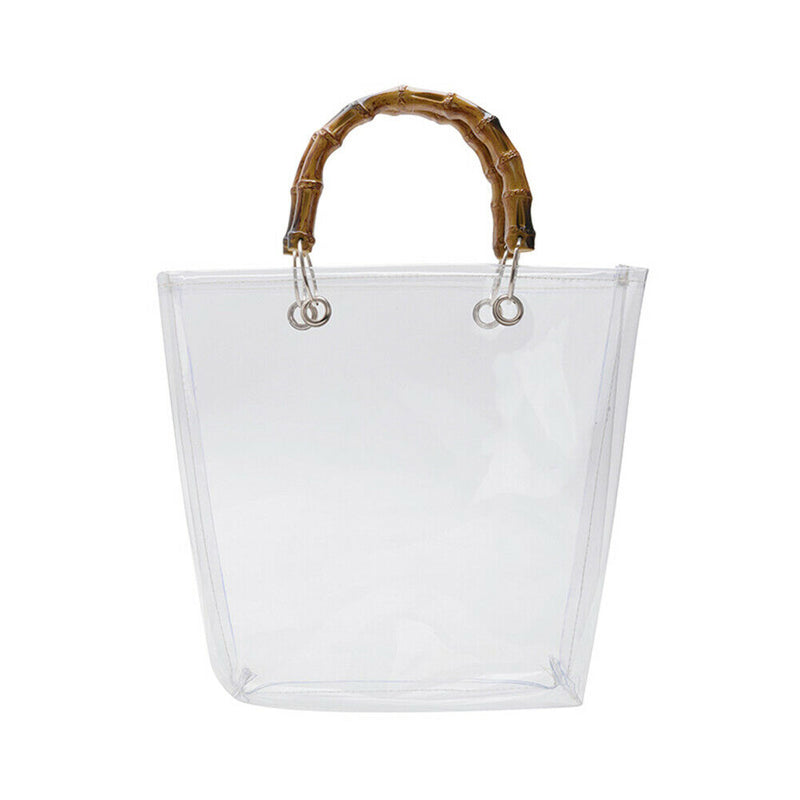 Transparent PVC Shoulder Handbags Women Summer Top-handle Totes (White)