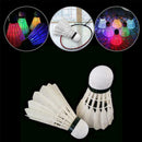 4pcs Colorful LED Badminton Shuttlecock Ball Feather Sport Glow White B3Z4