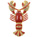 Cute Red Crystal Women Brooches Rhinestone Lobster Brooch Pin (Color: Red)