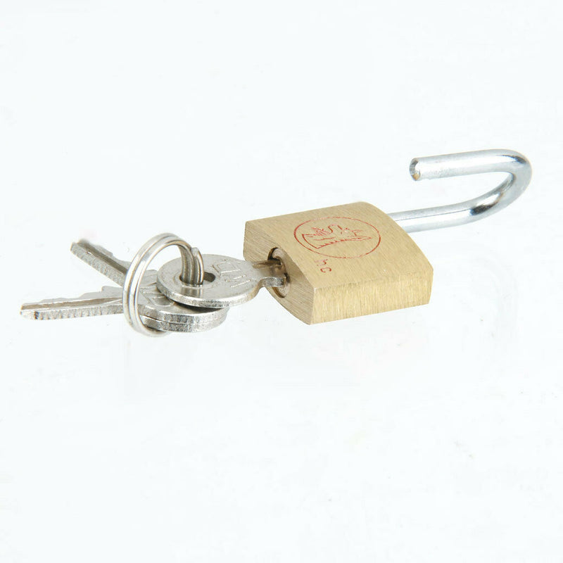 Brass Padlock Locker Long Shackle Suitcase Toolbox w/ Key 20mm