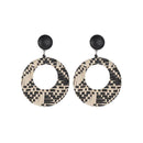 Retro Hollow Weave Round Circle Earrings Boho Women Ear Drop Jewelry (B) A