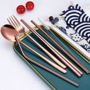 Dinnerware Set Stainless Steel Portable Cutlery Chopsticks Fork Spoon with