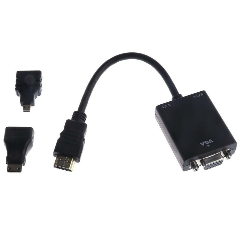 HDMI Male To VGA Adapter Convertor Cable + Micro Mini HDMI to HDMI and Audio
