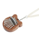 8 Keys Thumb Piano Bear Shape Mahogany Board Mini Kalimba with Lanyard