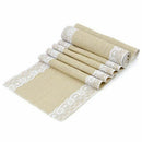 Lace border burlap tablecloth