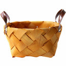 Creative hand-woven round hand-held fruit basket Bread basket wood basket p H4E9